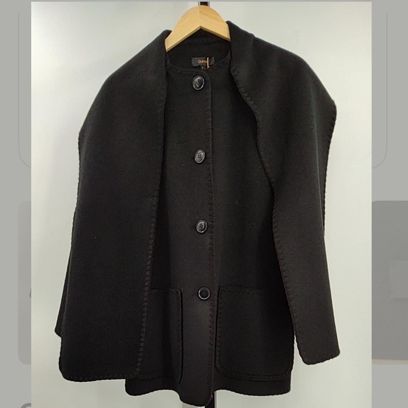 Quince Double-Faced Merino Wool Scarf Coat Color Black Size Small - Picture 9 of 11